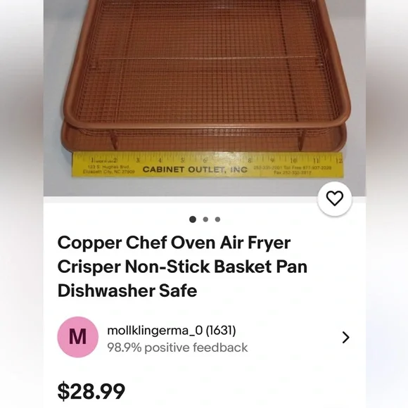 2 pack Copper Chef Oven Air Fryer Crisper Non-Stick Tray Sets - Dishwasher Safe - Picture 13 of 13